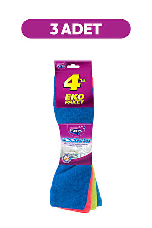 Mikrofiber 4'lü Temizlik Bezi Üçlü Paket