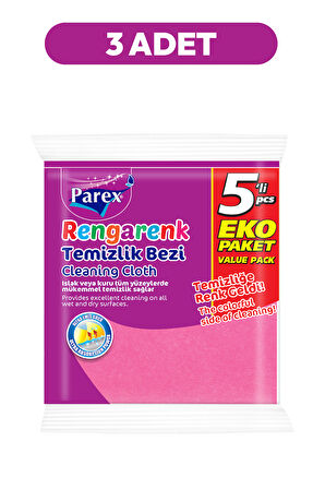 Rengarenk 5'li Temizlik Bezi Üçlü Paket