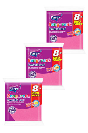Rengarenk 8'li Temizlik Bezi Üçlü Paket