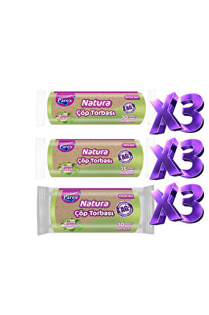 Natura Çöp Torbası Küçük Orta Büyük Boy 9'lu Paket
