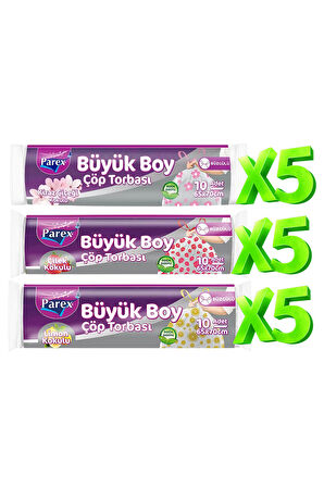Büzgülü 15 Adet Çöp Torbası Kokulu Büyük Boy Paket