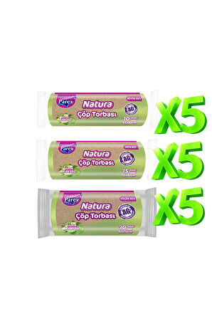 Natura 15 Paket Çöp Torbası Küçük Orta Büyük Boy Set