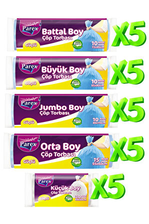 Güçlü 25 Paket Çöp Torbası Karışık Boy
