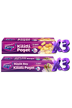 Kilitli Buzdolabı Poşet 3 Büyük 3 Küçük Paket