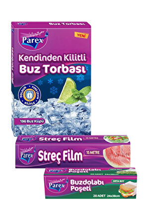 2'li Buz Torbası 3'lü Buzdolabı Poşeti ve 3'lü Streç Film Paketi