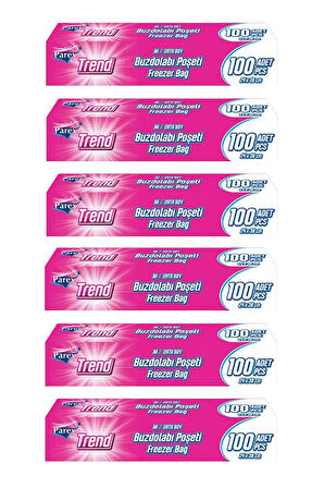 Trend Buzdolabı Poşeti Orta Boy 100’lü 24 x 38 cm Altılı Paket