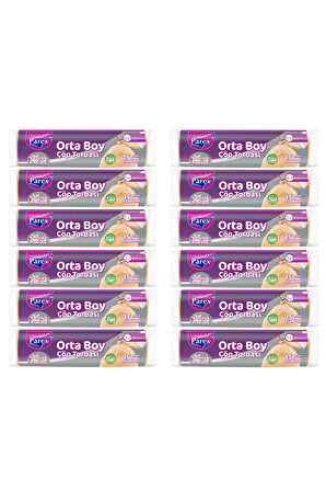 Büzgülü Çöp Torbası Vanilya Kokulu Orta Boy 15'li 55 x 60 cm Onikili Paket