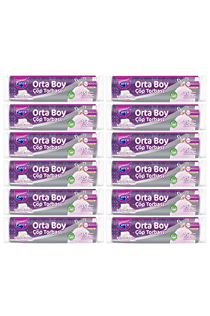 Büzgülü 15'li Çöp Torbası Beyaz Sabun Kokulu Orta Boy 55 x 60 cm Onikili Paket