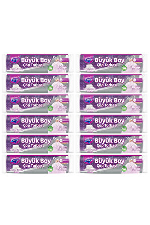 Büzgülü 10'lu Çöp Torbası Beyaz Sabun Kokulu Büyük Boy 65 x 70 cm Onikili Paket