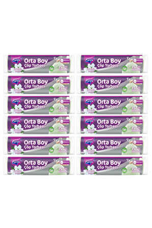 Büzgülü Çöp Torbası Yasemin Kokulu 15'li Orta Boy 55 x 60 cm Onikili Paket