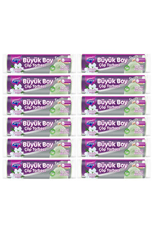 Büzgülü 10'lu Çöp Torbası Yasemin Kokulu Büyük Boy 65 x 70 cm Onikili Paket