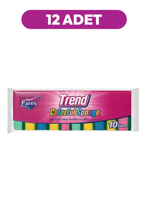 Trend 10'lu Rengarenk Düz Sünger Onikili Paket