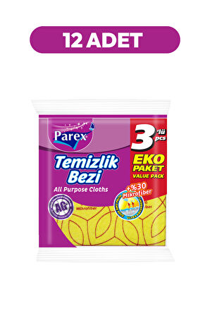 Yüzde 30 3'lü Mikrofiber Temizlik Bezi Onikili Paket