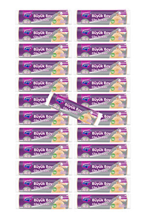 Büzgülü 10'lu Çöp Torbası Vanilya Kokulu Büyük Boy 65 x 70 cm 25 Paket