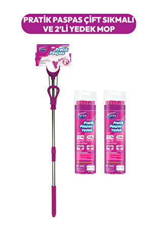 Pratik Paspas Çift Sıkmalı + 2'li Yedek Mop