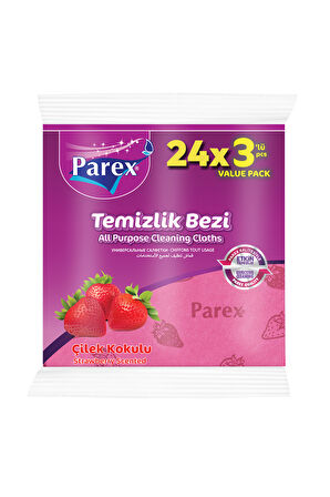Çilek Kokulu 3'lü Temizlik Bezi 24 Paket