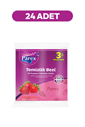 Çilek Kokulu 3'lü Temizlik Bezi 24 Paket