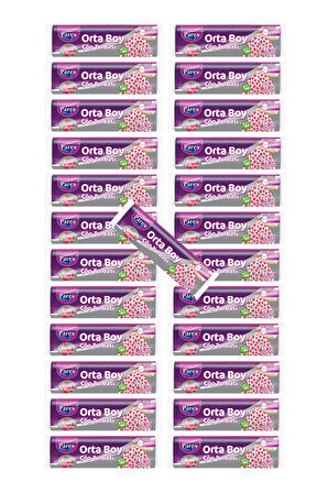 Premium Büzgülü Çöp Torbası Çilek Kokulu Orta Boy 15'li 55 x 60 cm 25 Paket