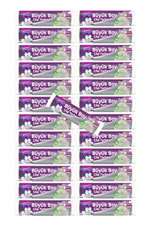 Büzgülü 10'lu Çöp Torbası Yasemin Kokulu Büyük Boy 65 x 70 cm 25 Paket
