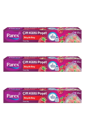 10'lu Çift Kilitli Buzdolabı Poşeti Büyük Boy 26 x 28 cm Üçlü Paket