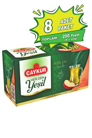 Herdem Yeşil Çay Süzen Poşet Elmalı 1,6gr 25 Adet Sekizli Paket