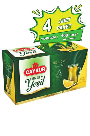 Herdem Yeşil Çay Süzen Poşet Limonlu 1,6gr 25 Adet Dörtlü Paket