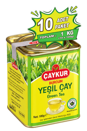 Burcum Yeşil Dökme Çay Teneke Kutu 100 gr. Onlu Paket