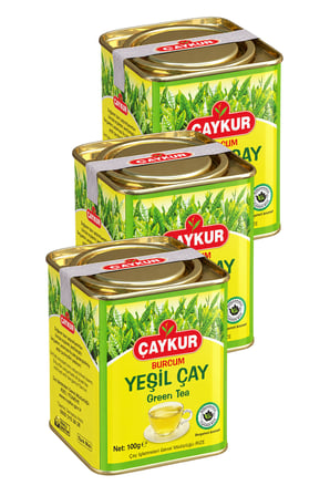 Burcum Yeşil Dökme Çay Teneke Kutu 100 gr. Üçlü Paket