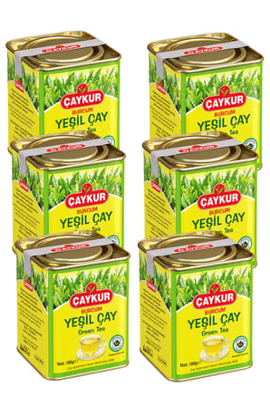 Burcum Yeşil Dökme Çay Teneke Kutu 100 gr. Altılı Paket
