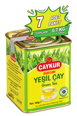Burcum Yeşil Dökme Çay Teneke Kutu 100 gr. Yedili Paket