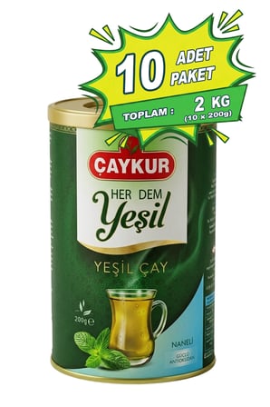 Herdem Yaprak Yeşil Dökme Çay Naneli 200 gr. Onlu Paket