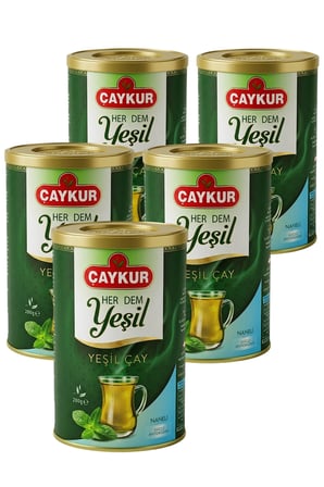 Herdem Yaprak Yeşil Dökme Çay Naneli 200 gr. Beşli Paket