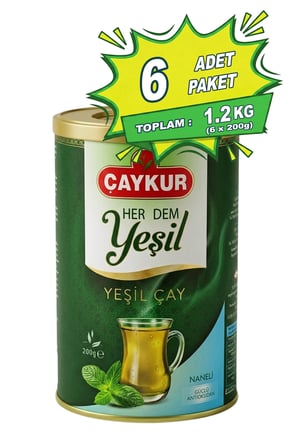 Herdem Yaprak Yeşil Dökme Çay Naneli 200 gr. Altılı Paket