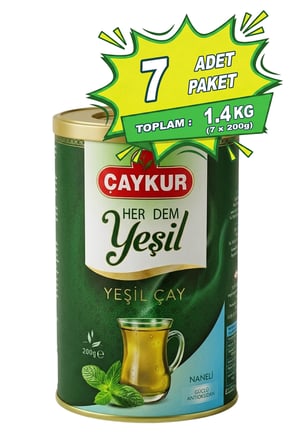 Herdem Yaprak Yeşil Dökme Çay Naneli 200 gr. Yedili Paket
