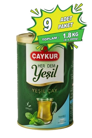 Herdem Yaprak Yeşil Dökme Çay Naneli 200 gr. Dokuzlu Paket