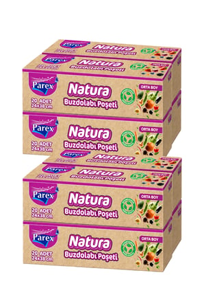 Natura Buzdolabı Poşeti Orta Boy 20'li 24 x 38 Cm Dörtlü Paket İki Paket