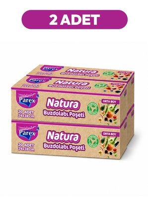 Natura Buzdolabı Poşeti Orta Boy 20'li 24 x 38 Cm Dörtlü Paket İki Paket