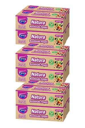 Natura Buzdolabı Poşeti Orta Boy 20'li 24 x 38 Cm Dörtlü Paket Üç Paket