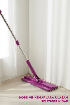 Wondero Flat Şeffaf Temizlik Seti + Yedek Mop Avantaj Paketi