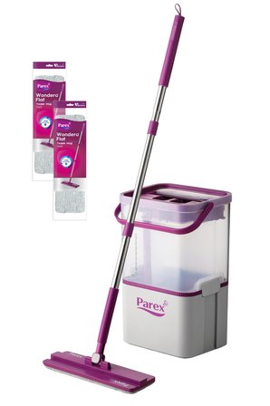 Wondero Flat Şeffaf Temizlik Seti + 2 Adet Yedek Mop Avantaj Paketi
