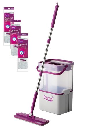 Wondero Flat Şeffaf Temizlik Seti + 3 Adet Yedek Mop Avantaj Paketi