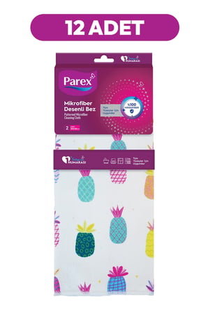 Mikrofiber İki Adet Nar ve Ananas Desenli Bez Onikili Paket