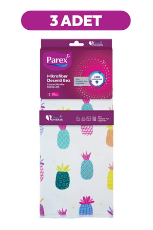 Mikrofiber İki Adet Ananas Desenli Bez Üçlü Paket