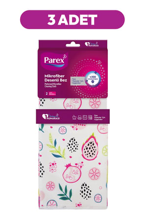 Mikrofiber İki Adet Nar Desenli Bez Üçlü Paket