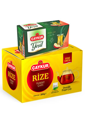 Herdem Elmalı Yeşil Çay ve Rize 40'lı Demlik Poşet Çay Paketi