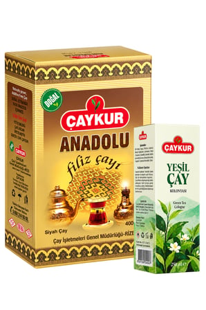 Anadolu Filiz Hediyelik Çay ve Cam Şişe Yeşil Çay Kolonyası Seti