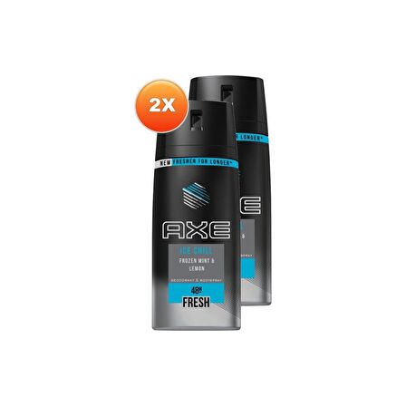 Axe Ice Chill Pudrasız Ter Önleyici Leke Yapmayan Erkek Sprey Deodorant 150 ml x 2