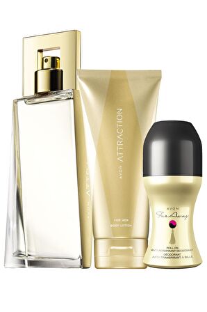 Avon Attraction Kadın Parfüm Vücut Losyonu ve Far Away Rollon Paketi
