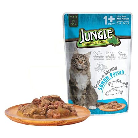 Jungle Pouch Gravy Soslu Somonlu Yaş Kedi Maması 100 Gr