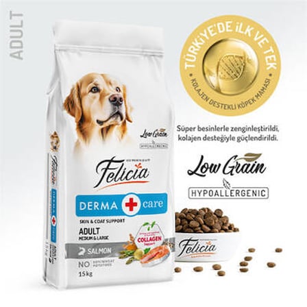 Hypoallergenic Medium Large Somonlu Düşük Tahıllı Yetişkin Köpek Maması 15 Kg